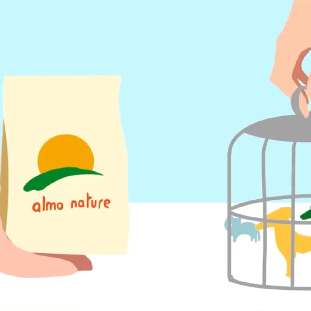 Frame dallo video animato realizzato in motion graphics per lo spot pubblicitario di Almo Nature