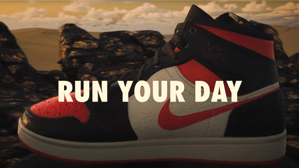 Commercial Nike Jordan Slogan "Run your day" con scarpa rossa nera e bianca